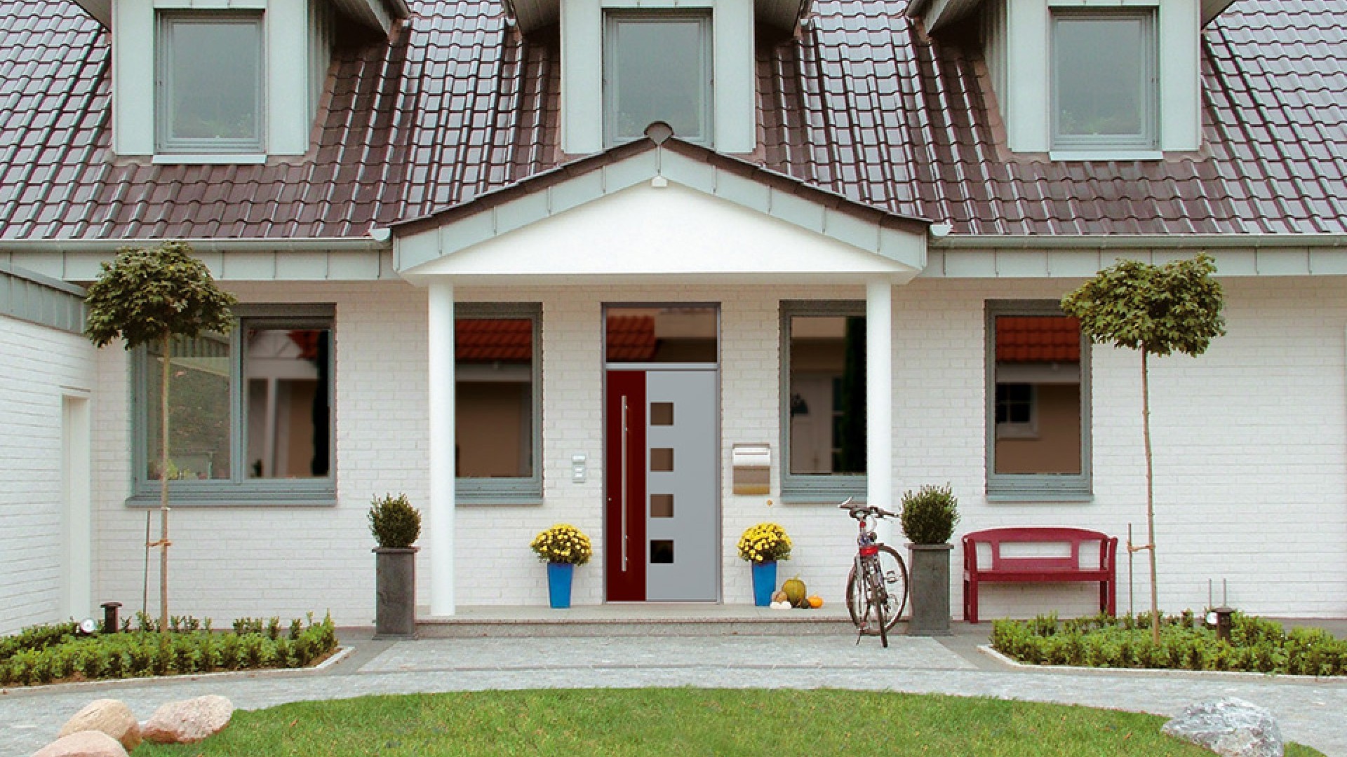 moderne rot/graue Haustür